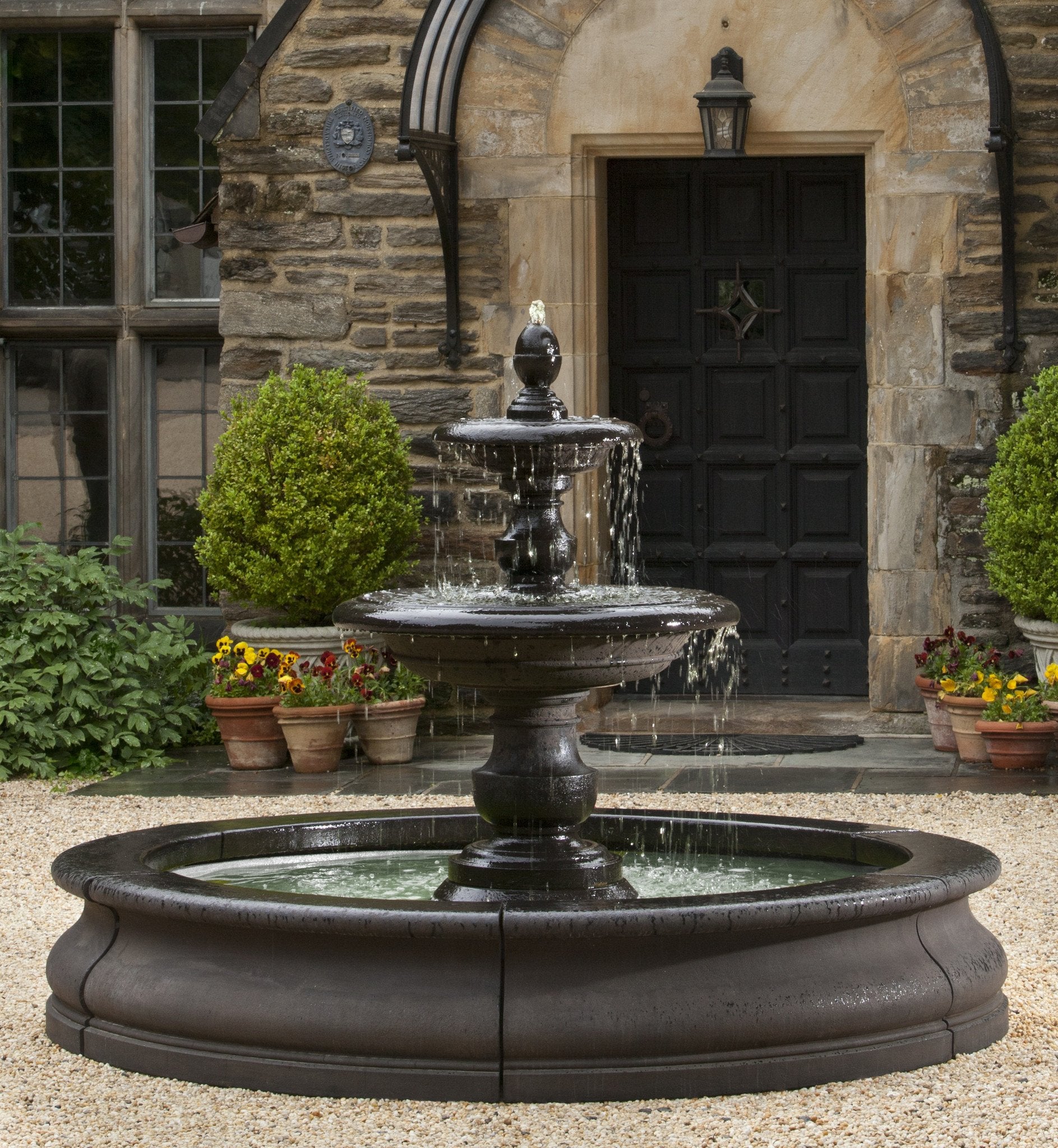 Caterina Tiered Large Outdoor Fountain in Basin