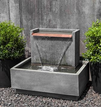 Falling Water II Modern Cast Stone Wall Fountain