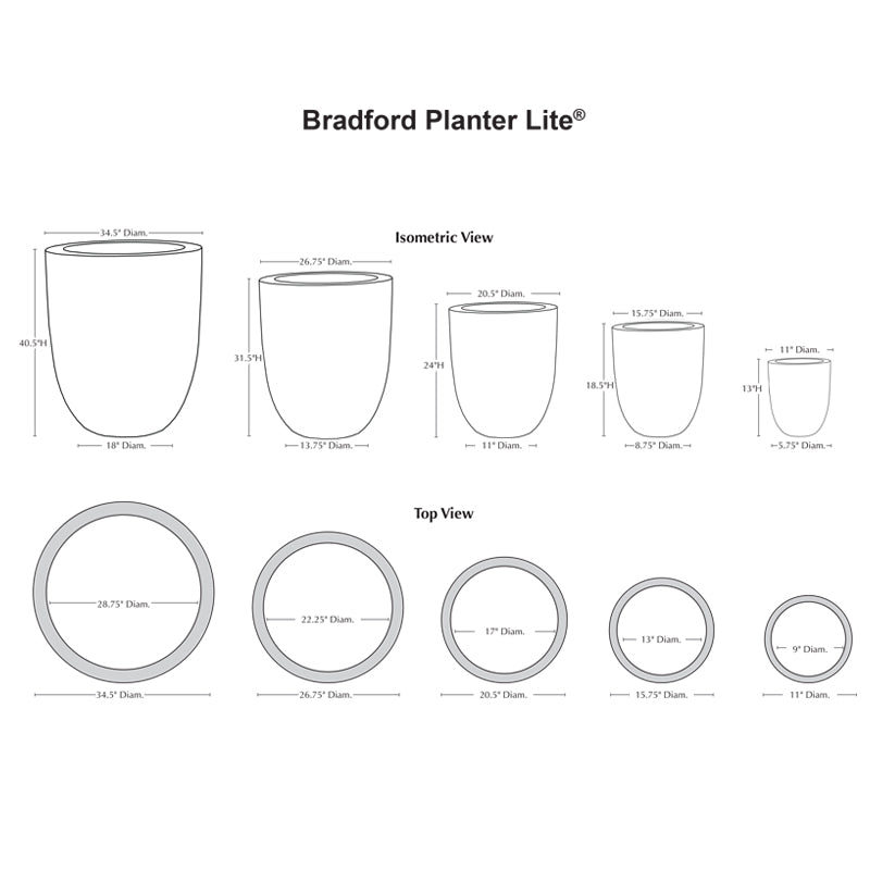 Bradford Planter Chalk Lite | Lite® Collection
