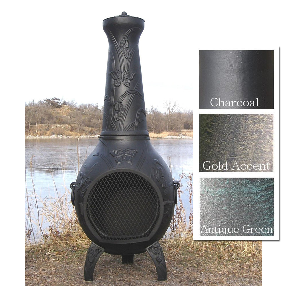 The Blue Rooster Butterfly Chiminea